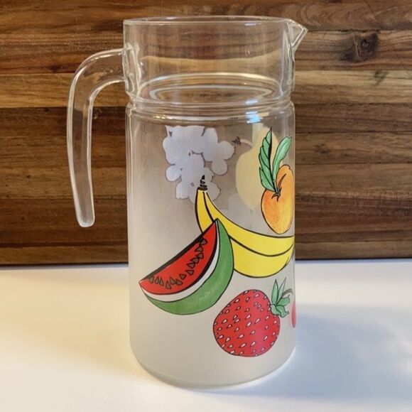 Vintage Made in France Frosted Glass Fruit‎ Pitcher - Picture 2 of 7